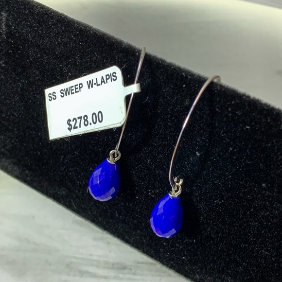 Sterling silver sweep earrings with lapis - Picture 1 of 6